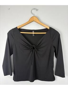 Vintage 90s Black Keyhole Stretch Top M / L Laundry by Shelli Segal
